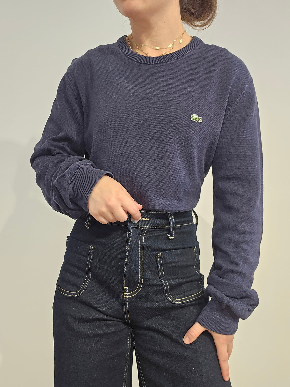 Pull bleu foncé en coton - M