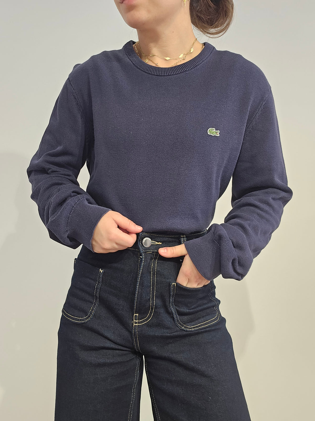 Pull bleu foncé en coton - M
