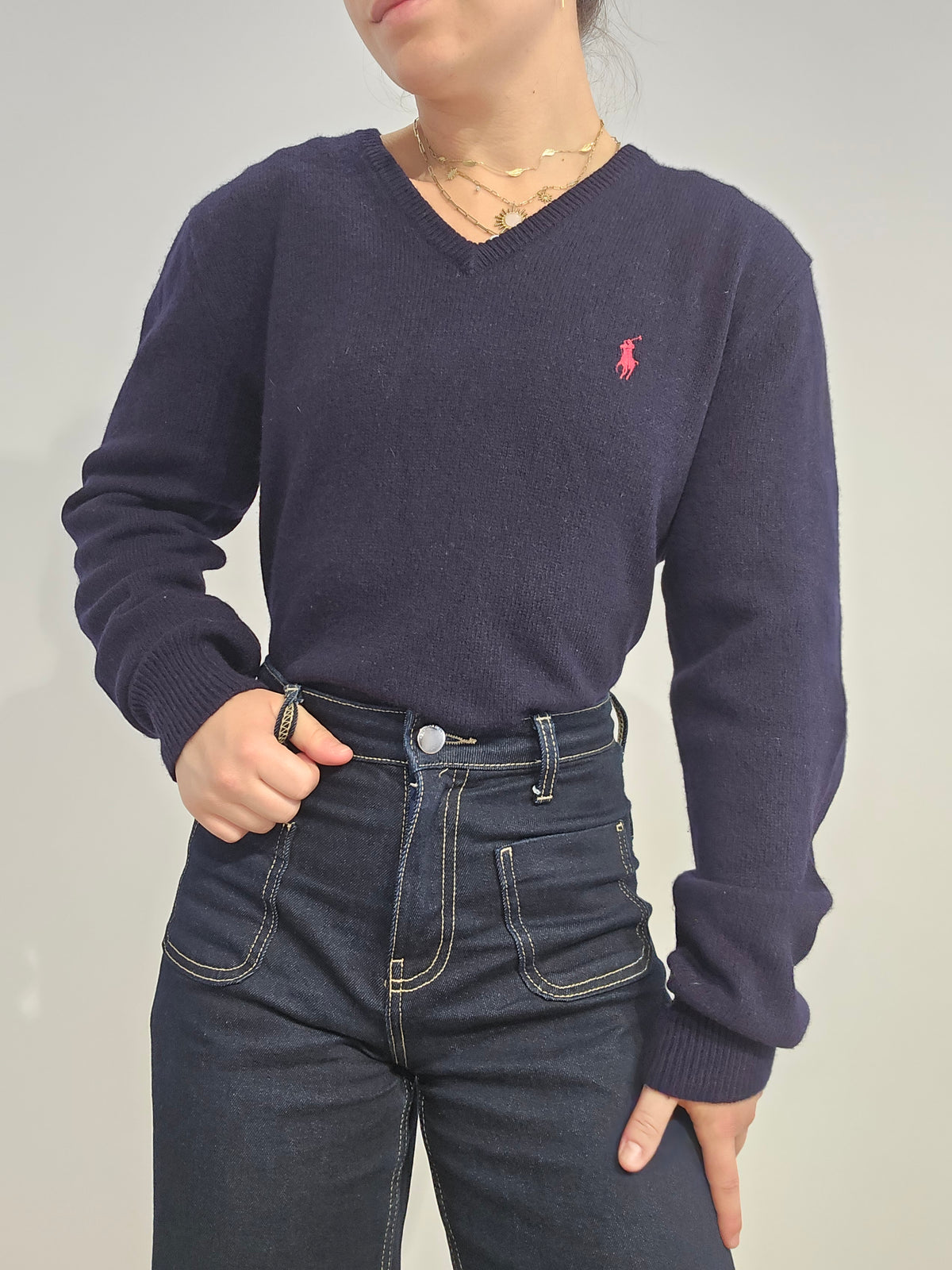 Pull en laine marine - M
