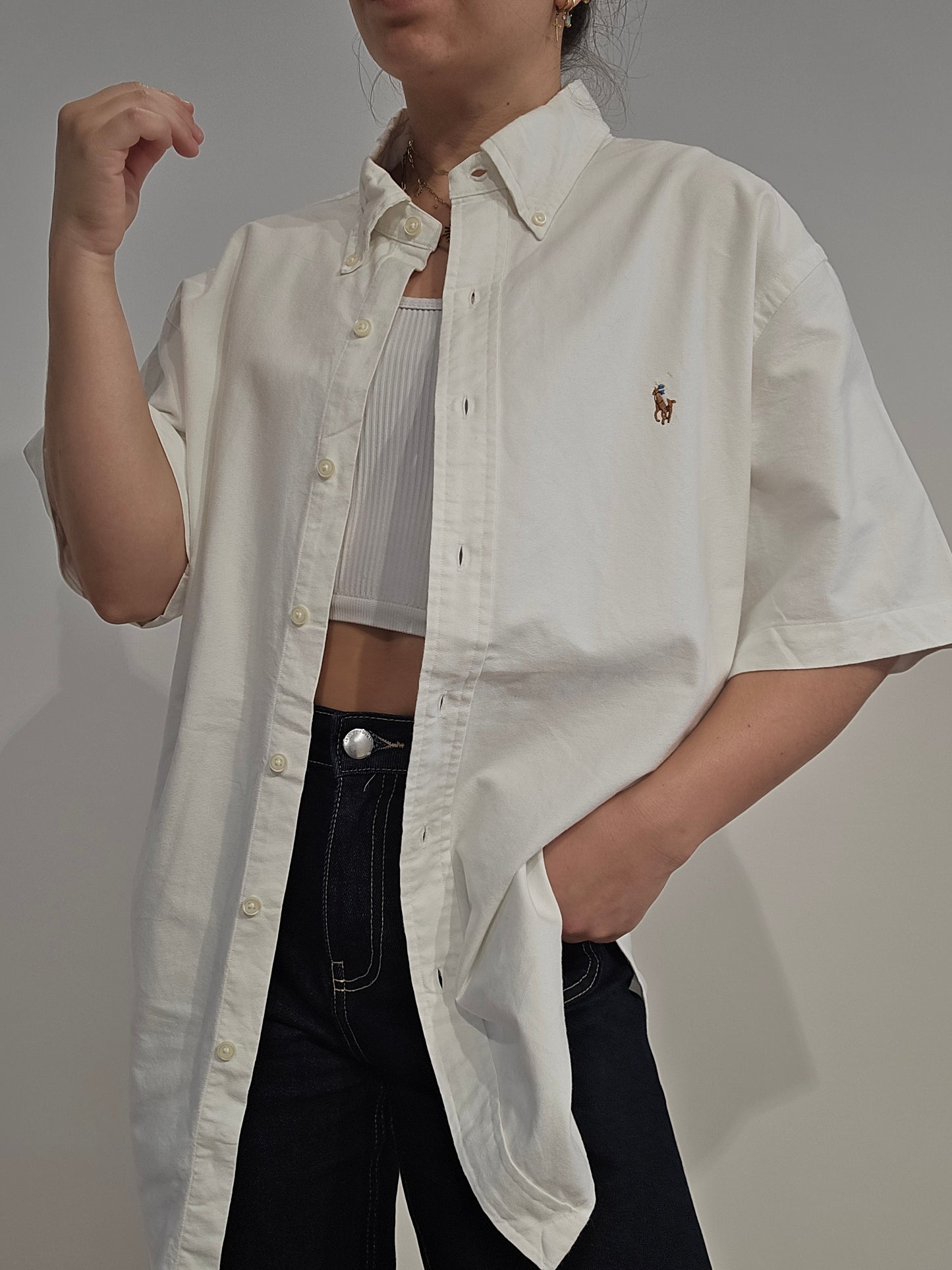 Chemise classic fit en coton blanc - XL