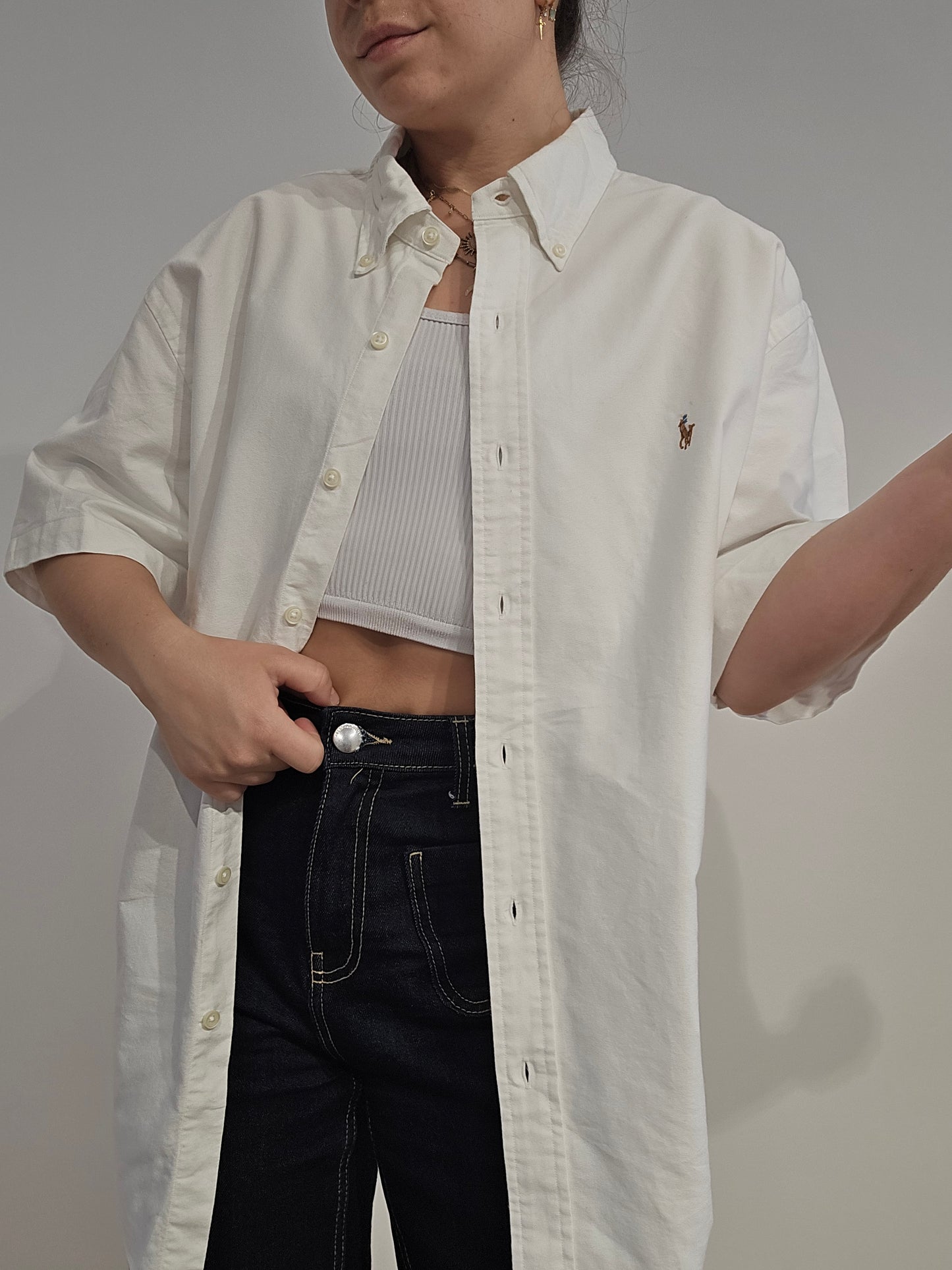 Chemise classic fit en coton blanc - XL