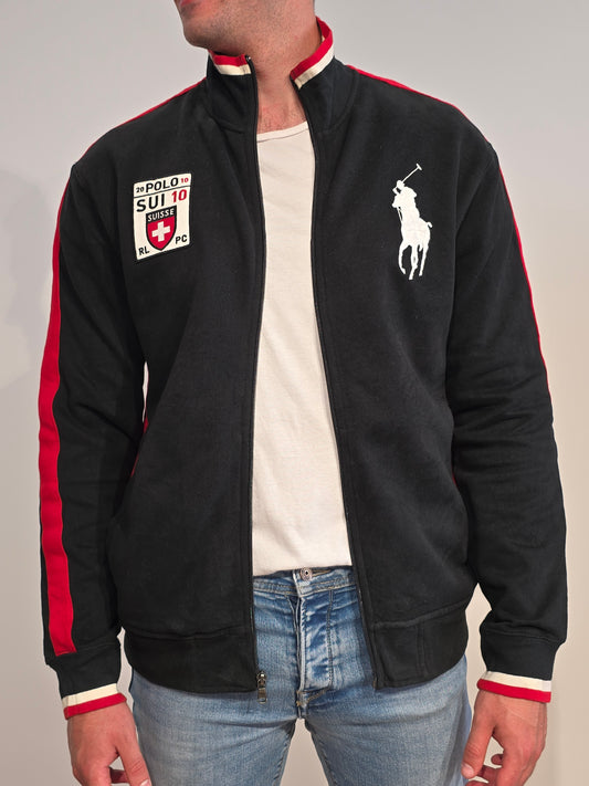 Veste en coton noir et rouge - M