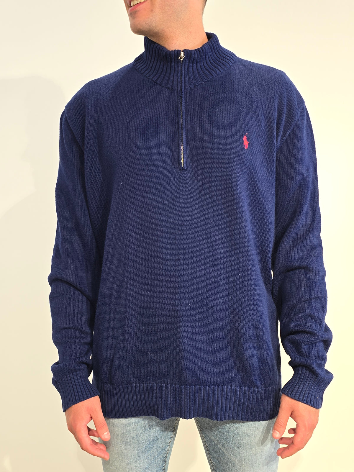 Pull camionneur en maille bleu - XXL
