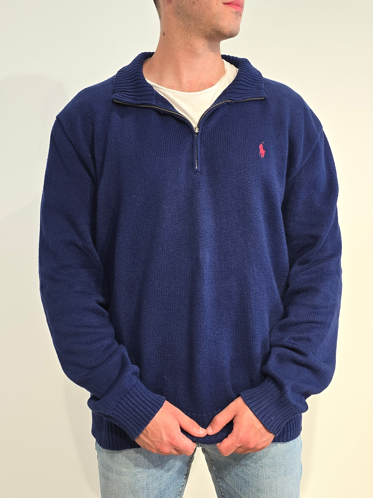 Pull camionneur en maille bleu - XXL
