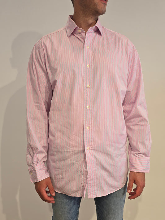 Chemise en coton à rayures rose - XL