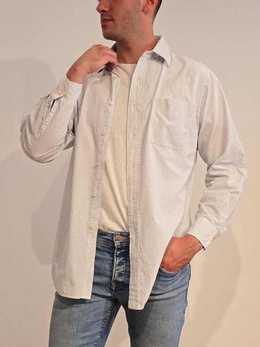 Chemise en coton blanc à carreaux - M