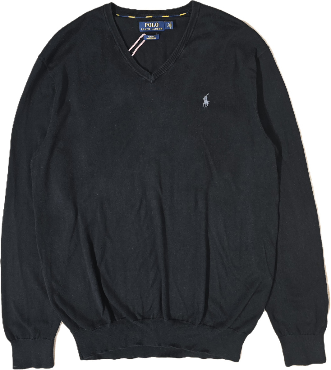 Pull col V en coton noir - XL