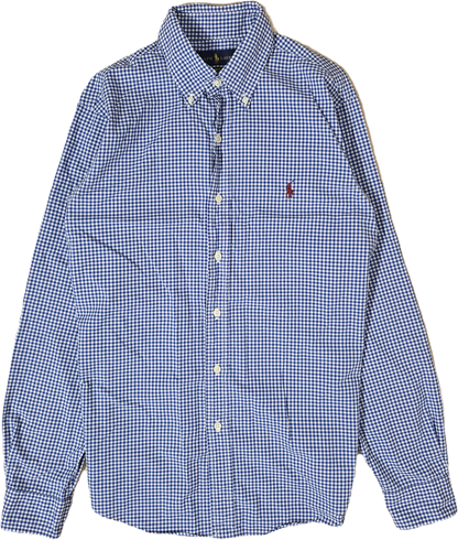 Chemise en coton à carreaux bleu - S