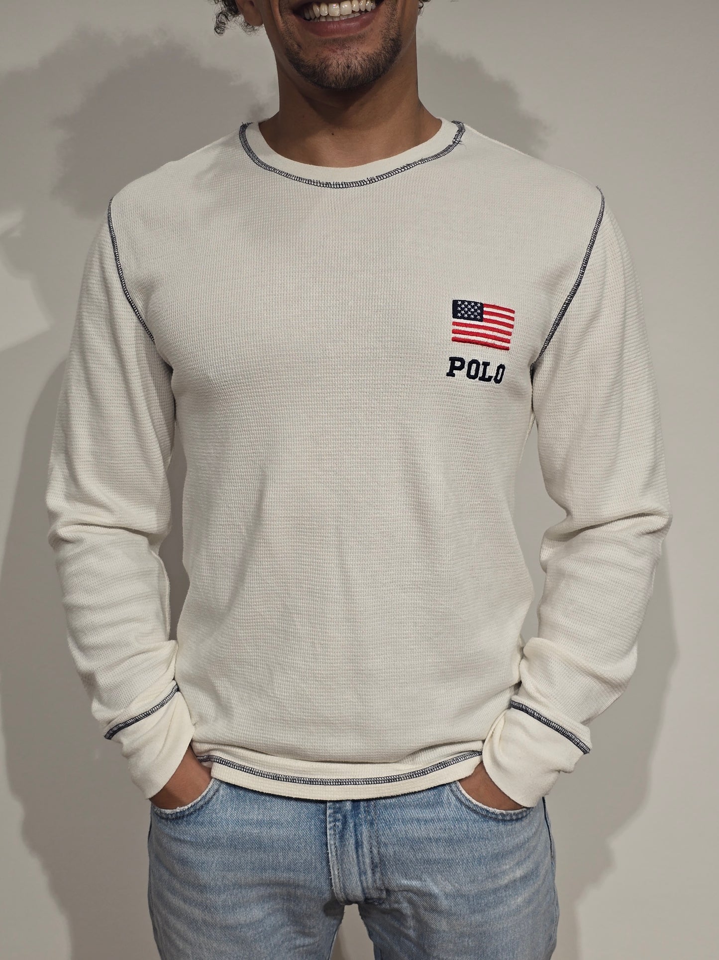 Pull léger en coton blanc - M