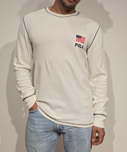 Pull léger en coton blanc - M