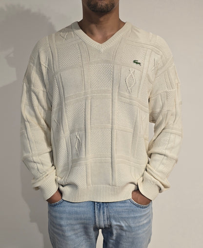 Pull col V crème des années 80'- M