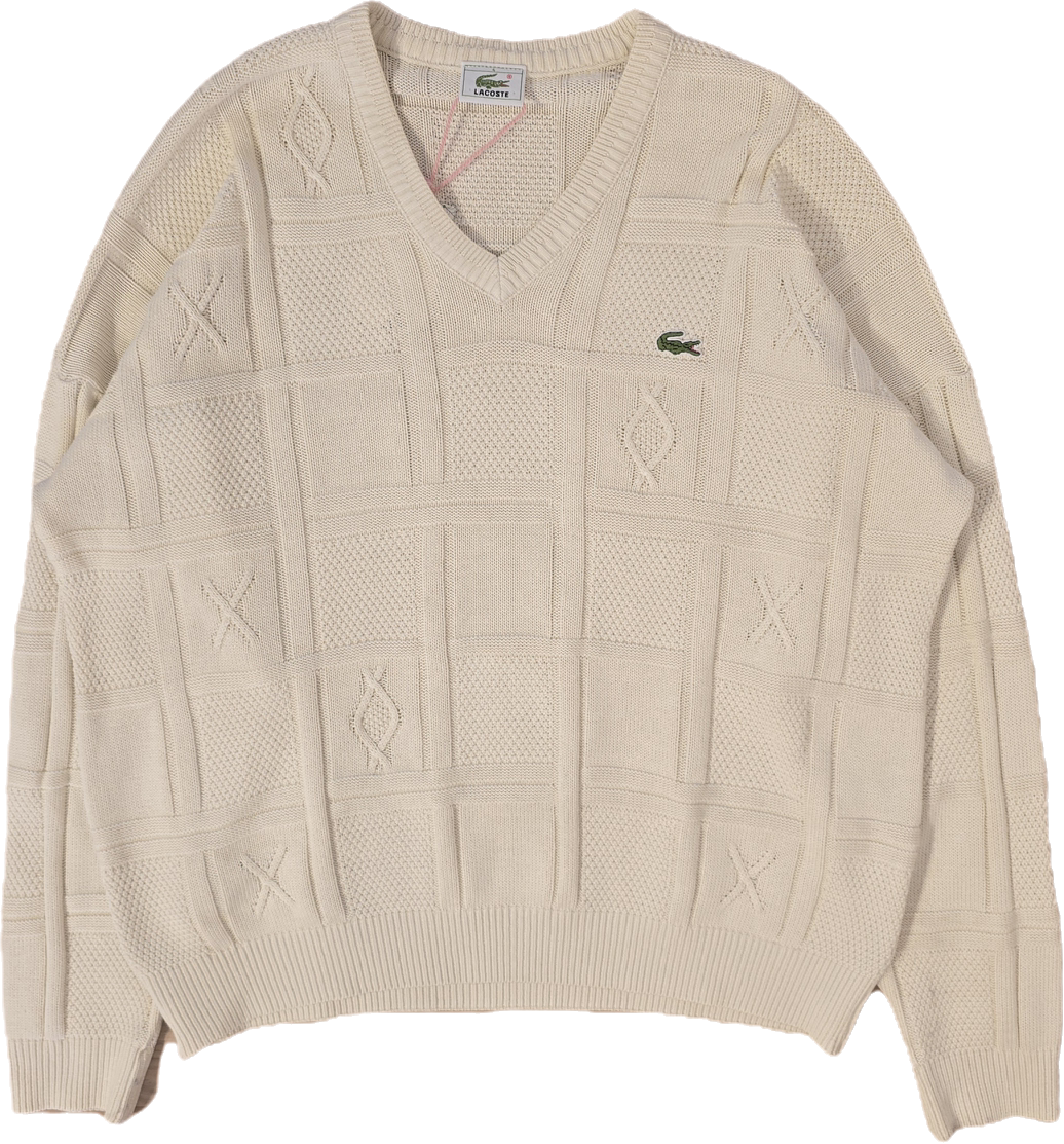 Pull col V crème des années 80'- M