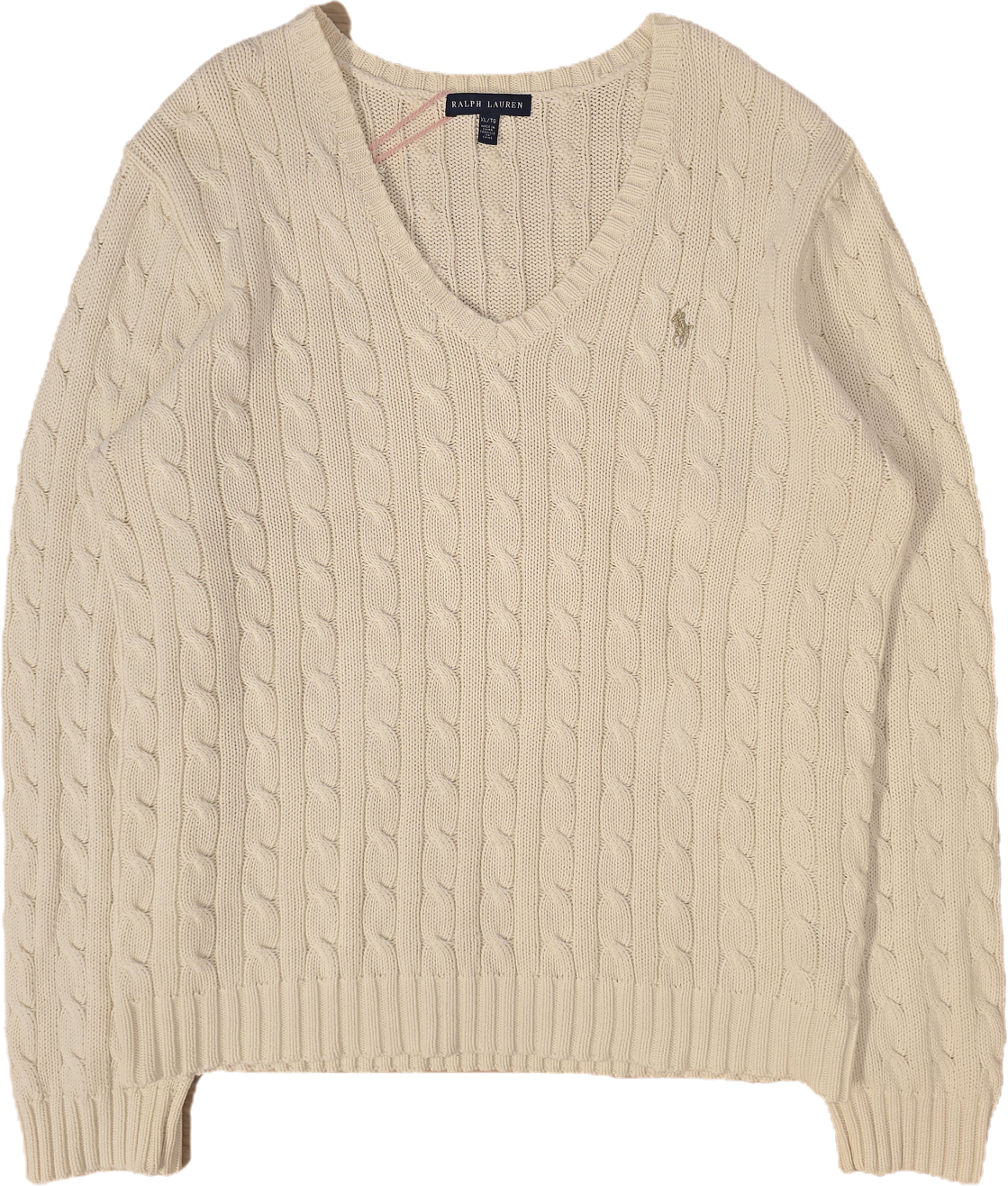 Pull col V en maille torsadée blanc - XL