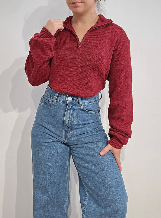Pull camionneur en maille rouge - L/XL