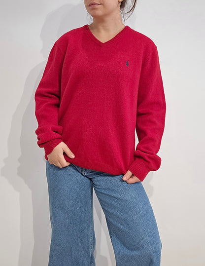 Pull en laine rouge - S
