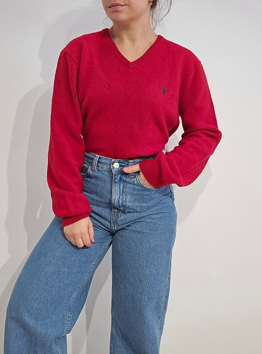 Pull en laine rouge - S