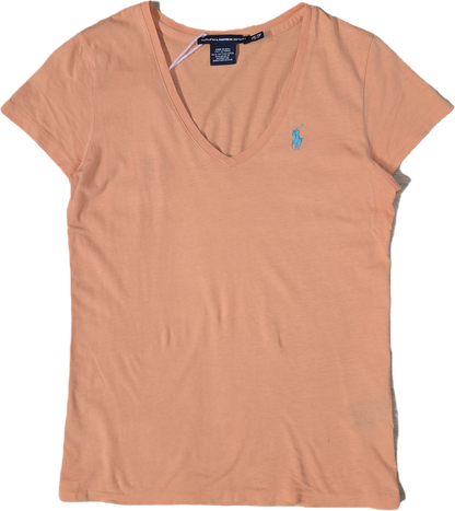 Tee-shirt col V en coton orange - XS