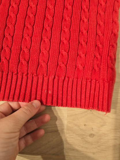 Pull col rond en maille torsadée rouge collection RLR - L