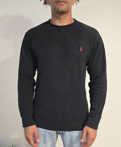 Pull léger en coton noir - M