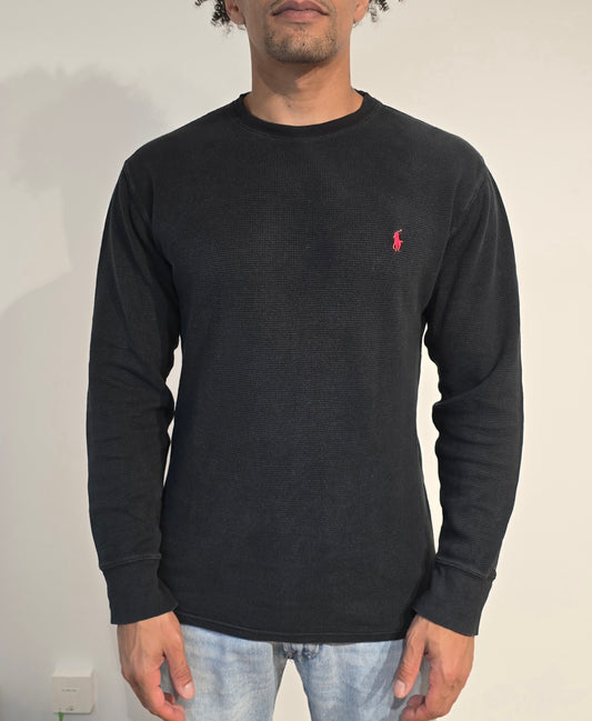 Pull léger en coton noir - M