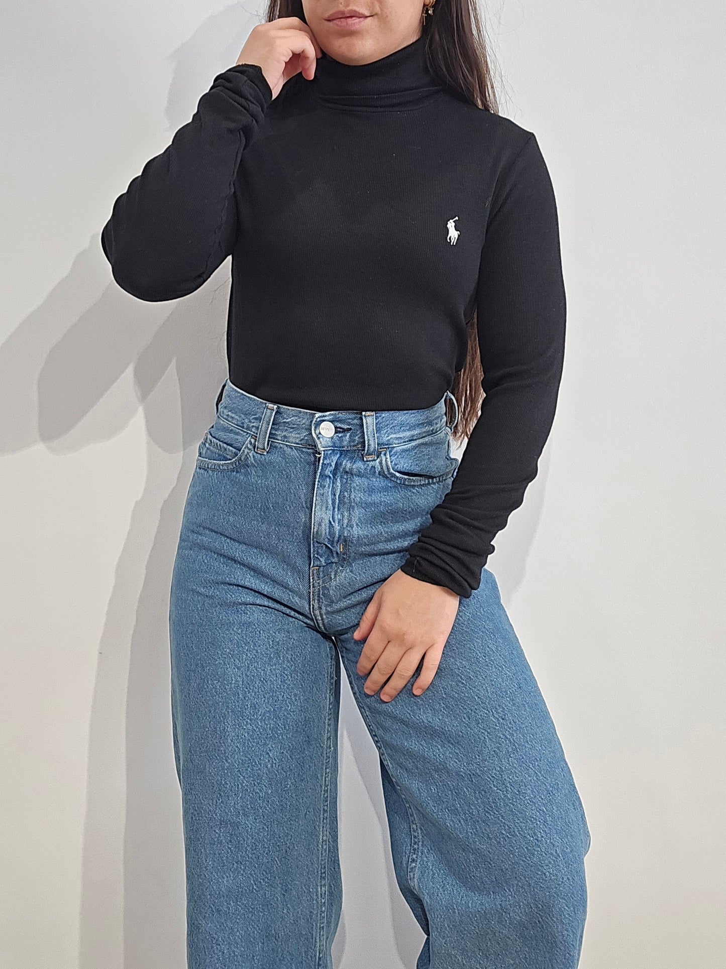 Pull col roulé noir - S/M