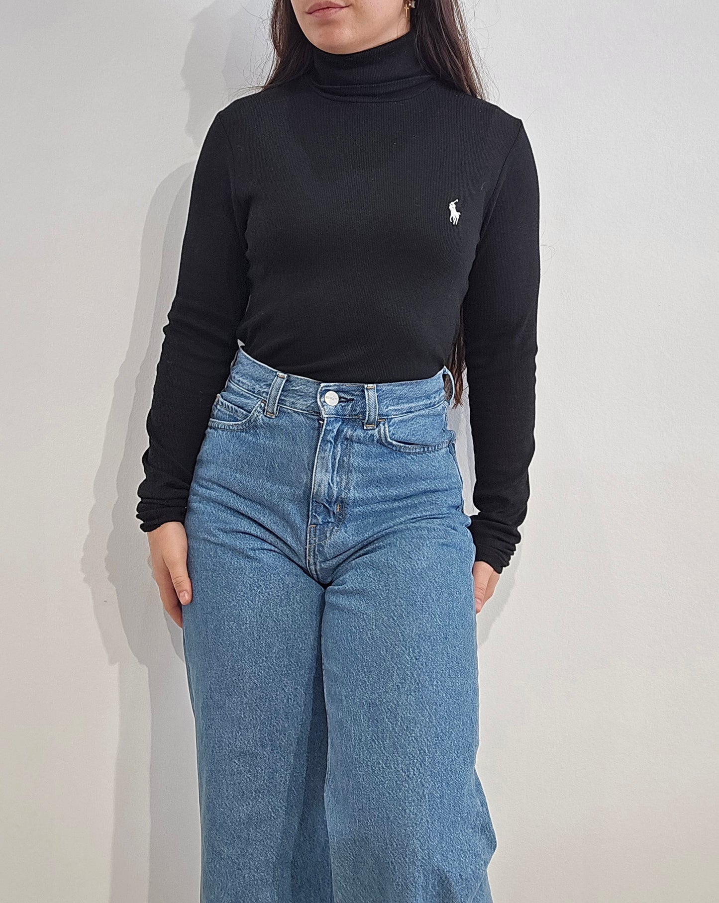 Pull col roulé noir - S/M