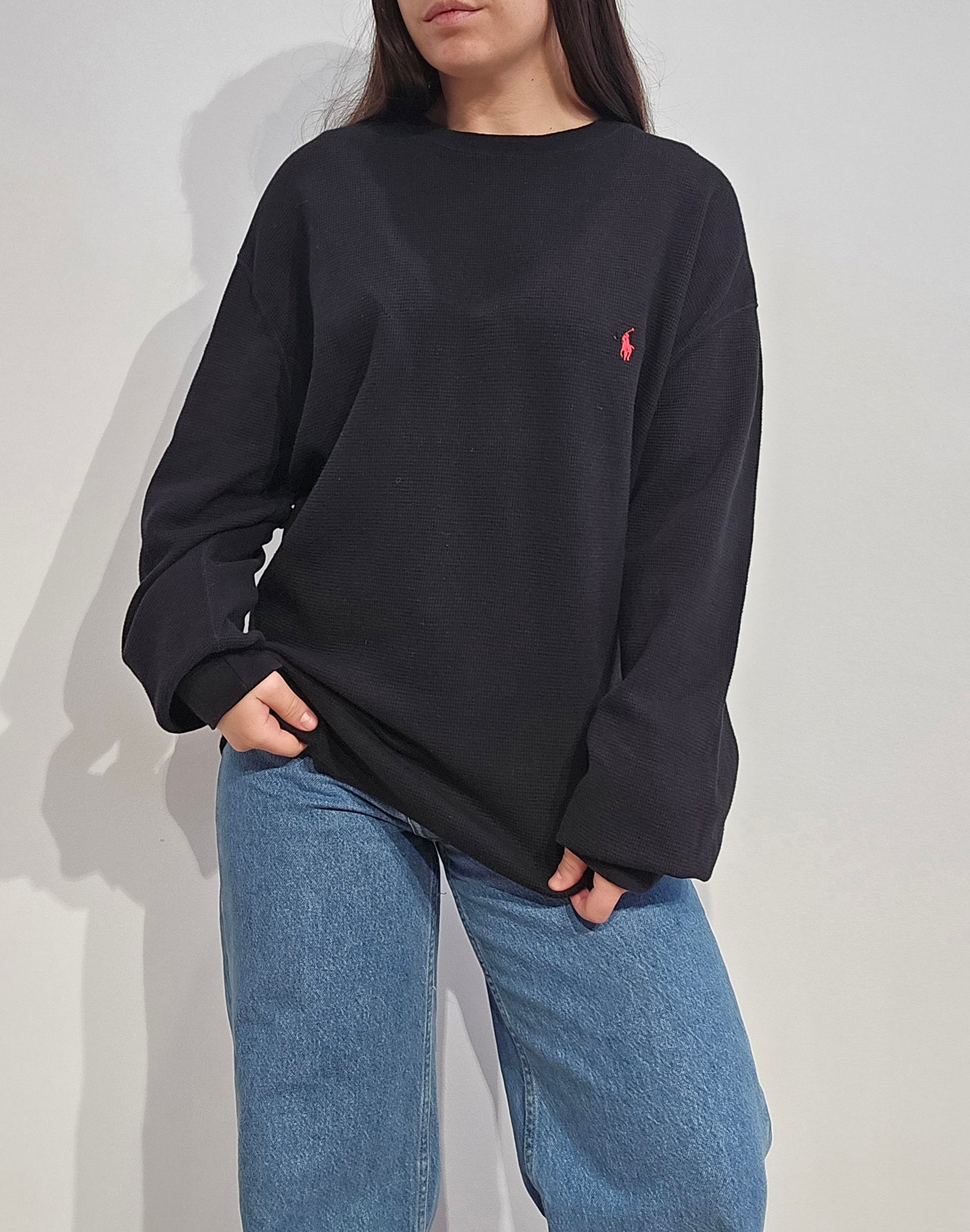 Pull léger en coton noir - XXL
