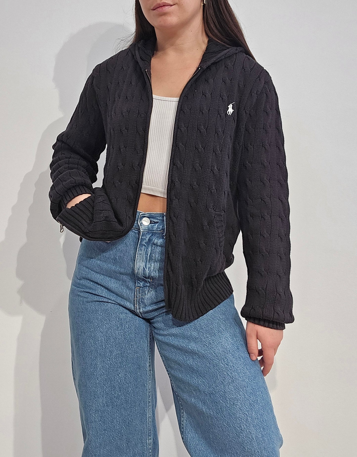 Veste en maille torsadée noir - M/38
