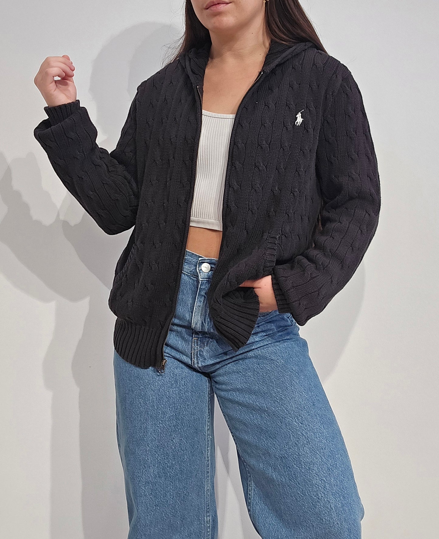 Veste en maille torsadée noir - M/38