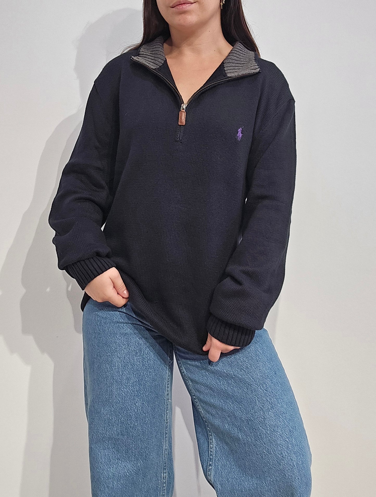 Pull camionneur en maille noir - XL