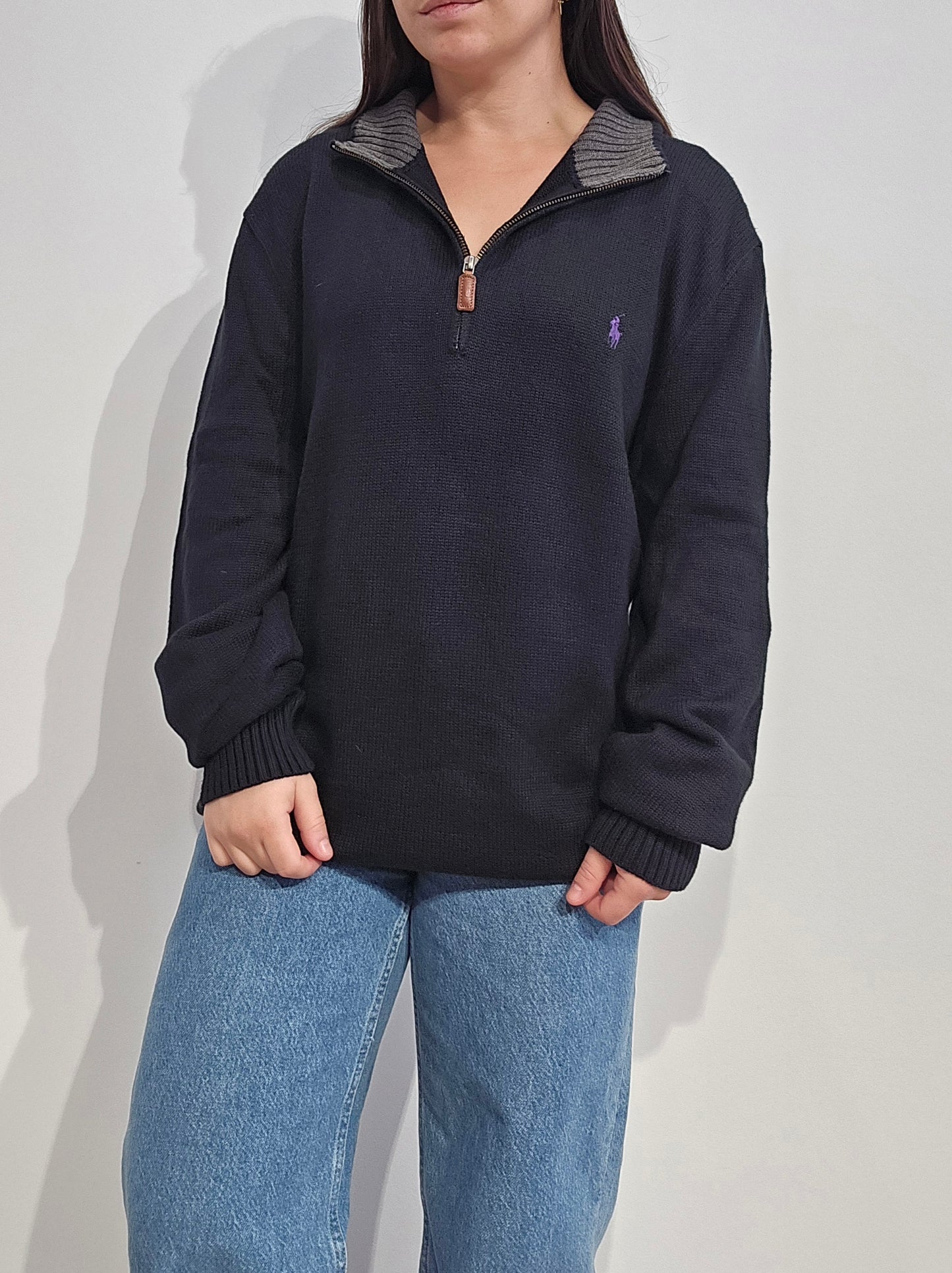 Pull camionneur en maille noir - XL