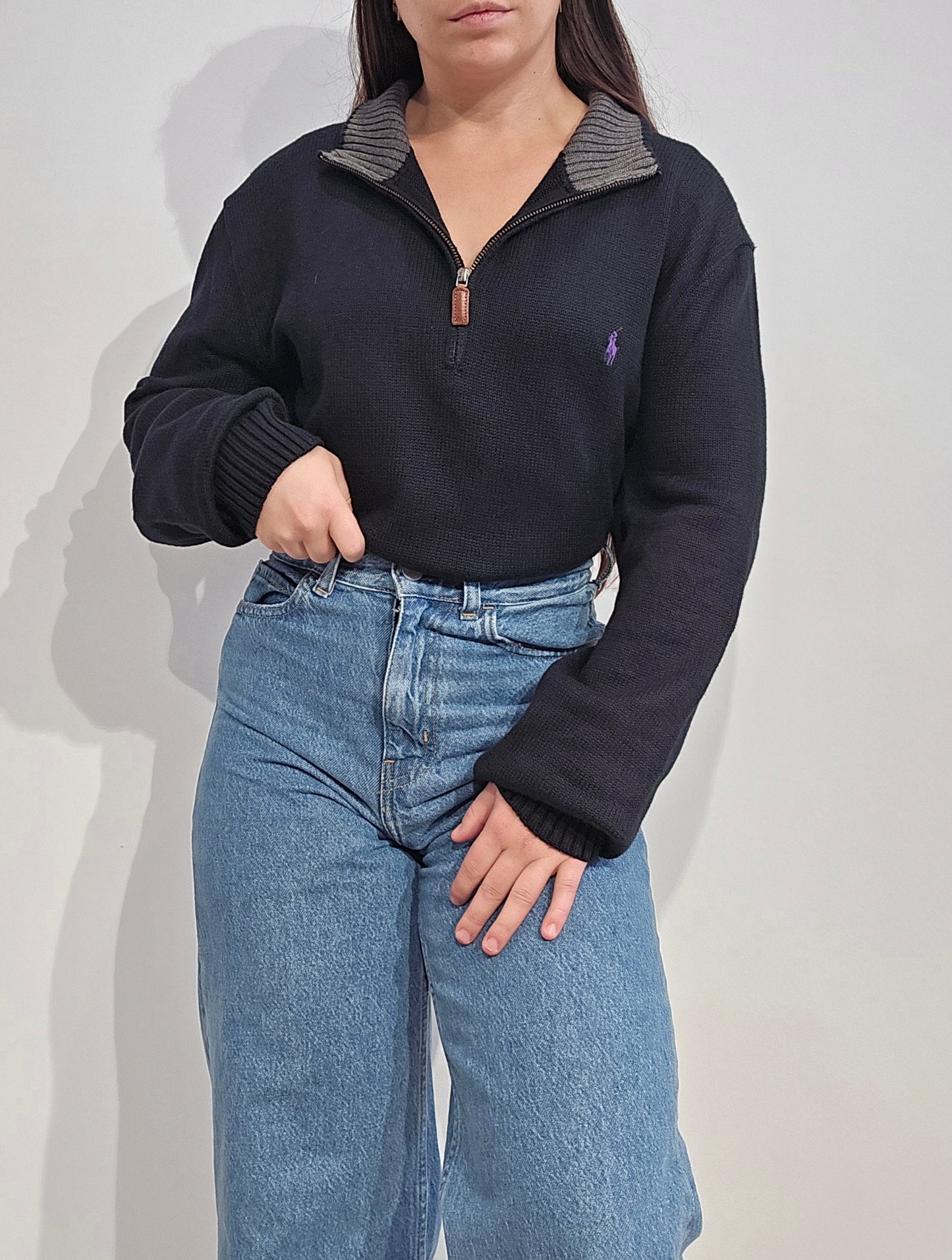 Pull camionneur en maille noir - XL