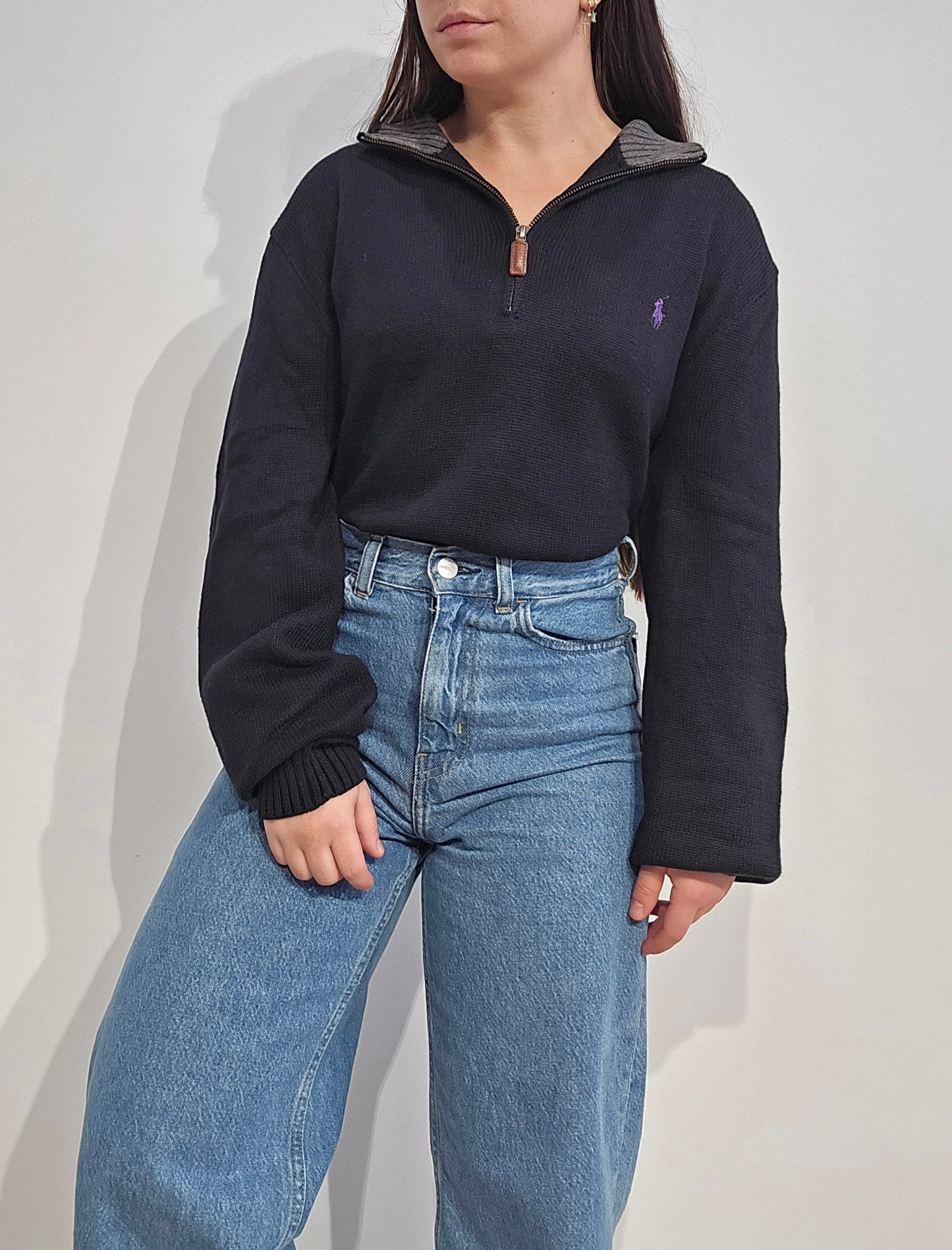 Pull camionneur en maille noir - XL