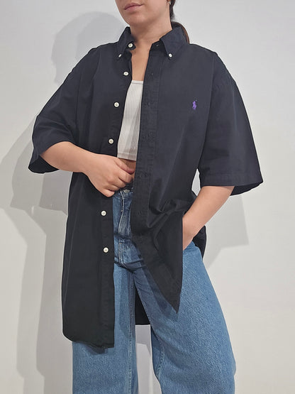 Chemise classic fit en coton noir - XL