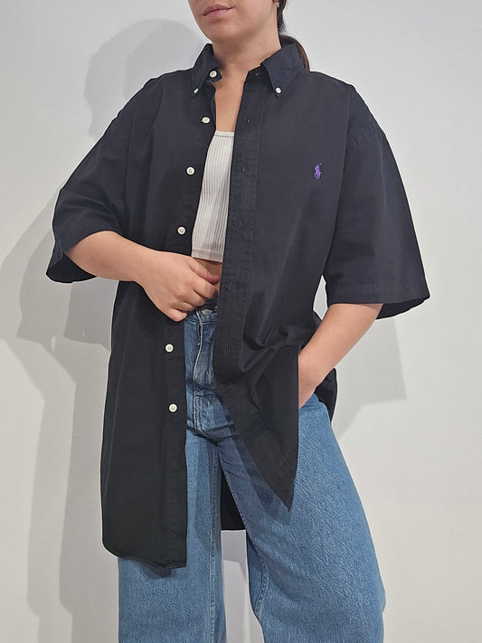 Chemise classic fit en coton noir - XL