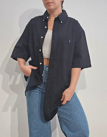 Chemise classic fit en coton noir - XL