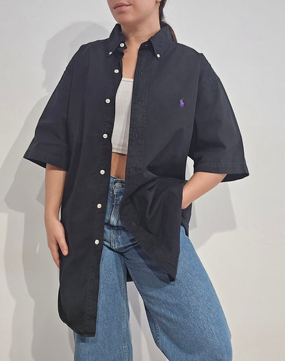 Chemise classic fit en coton noir - XL
