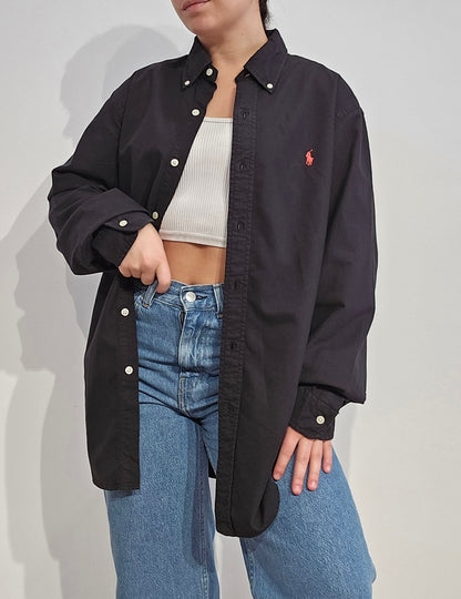 Chemise classic fit en coton noir - L