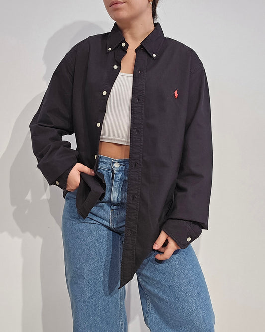 Chemise classic fit en coton noir - L