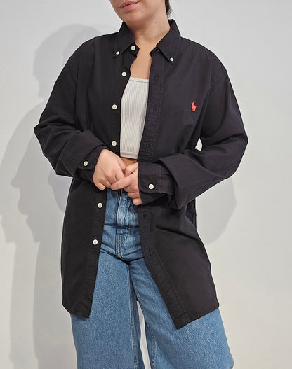 Chemise classic fit en coton noir - L