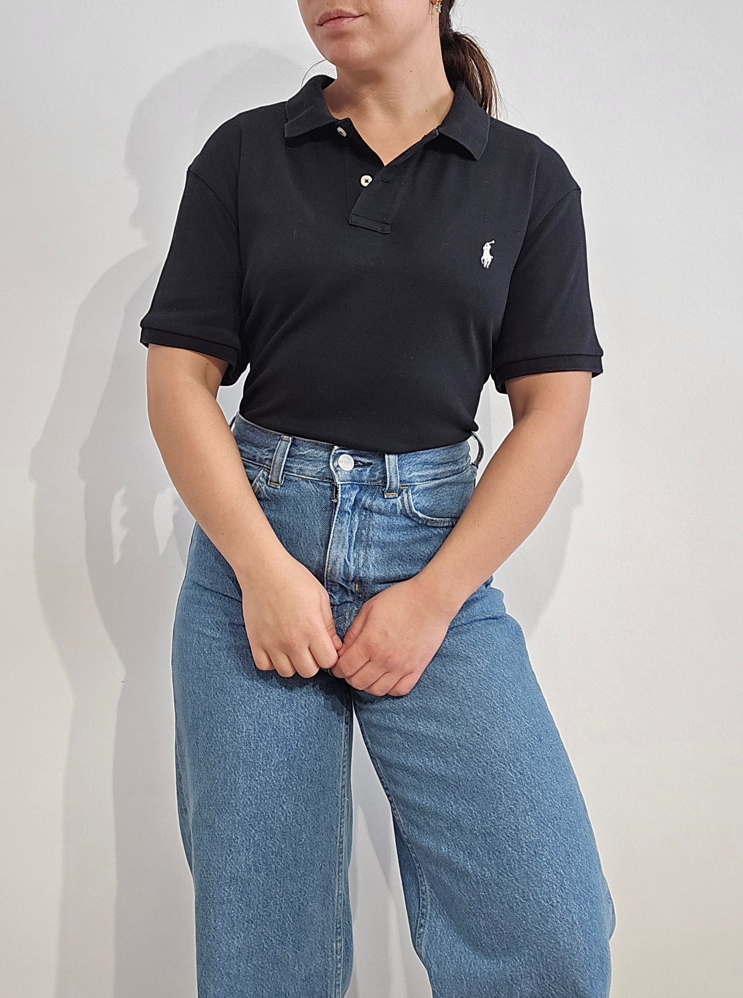 Polo classic fit en coton noir - L/XL