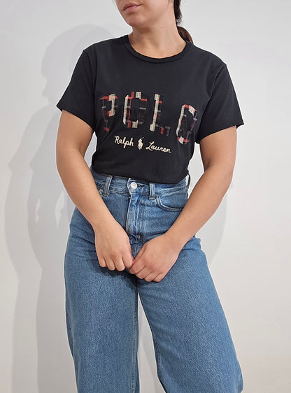 Tee-shirt en coton noir brodé - S