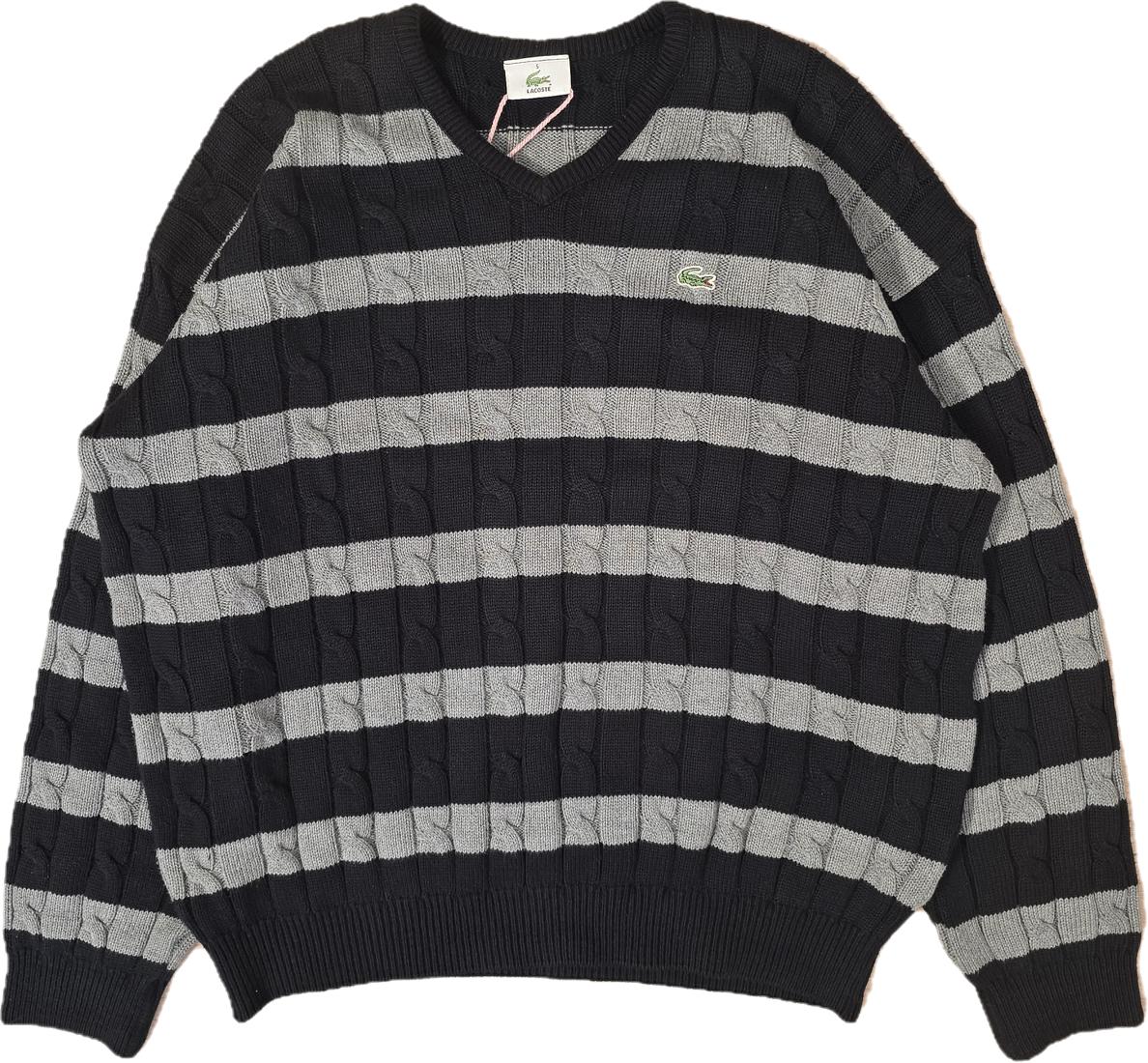 Pull col V à rayures des années 90'- L