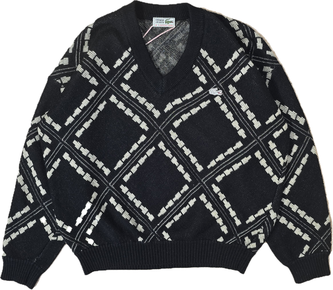Pull col V à motifs des années 80'- L