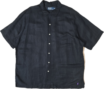Chemise en lin et soie noir - XL