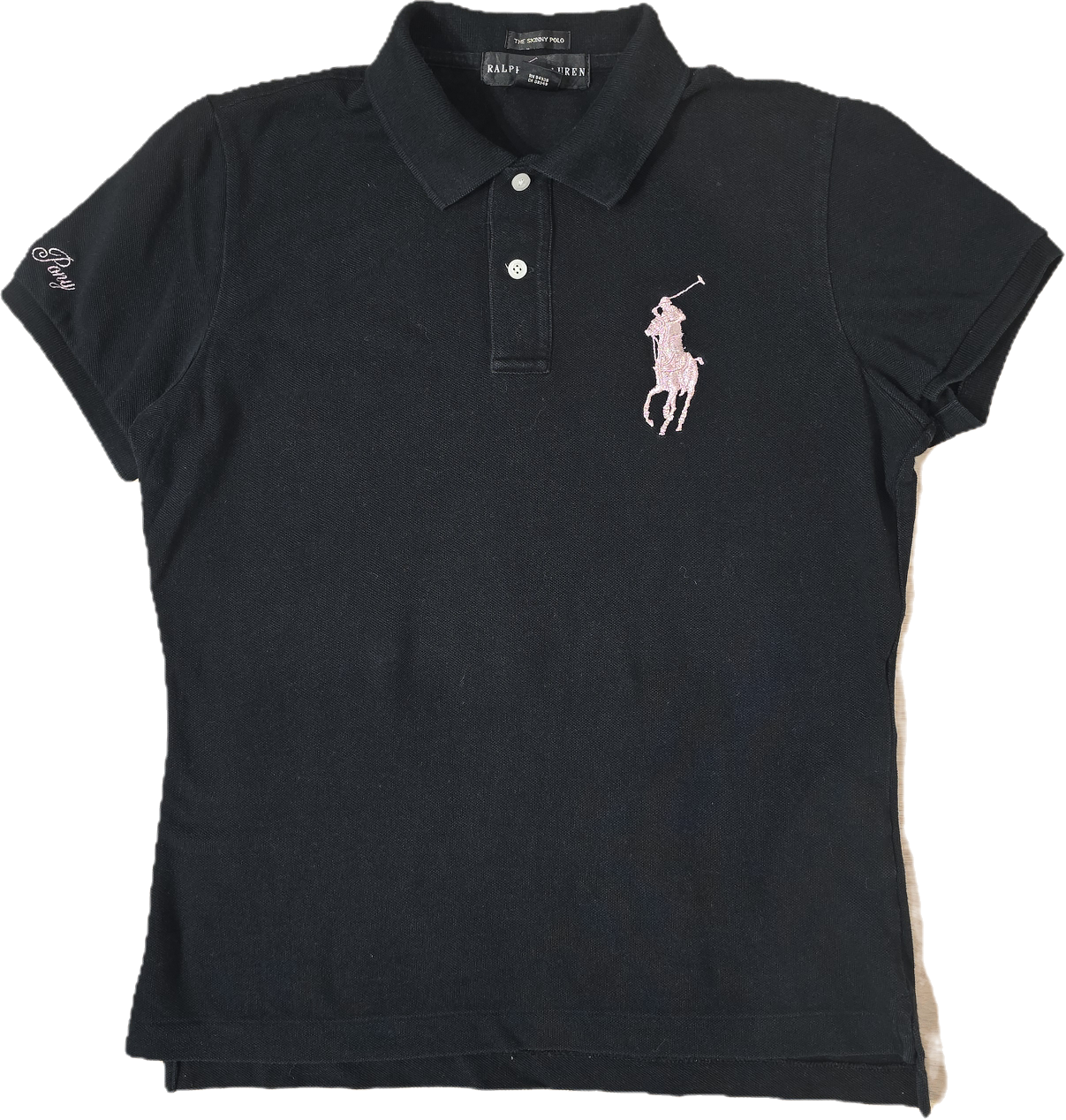 Polo skinny fit collection Pink Pony en coton noir - S