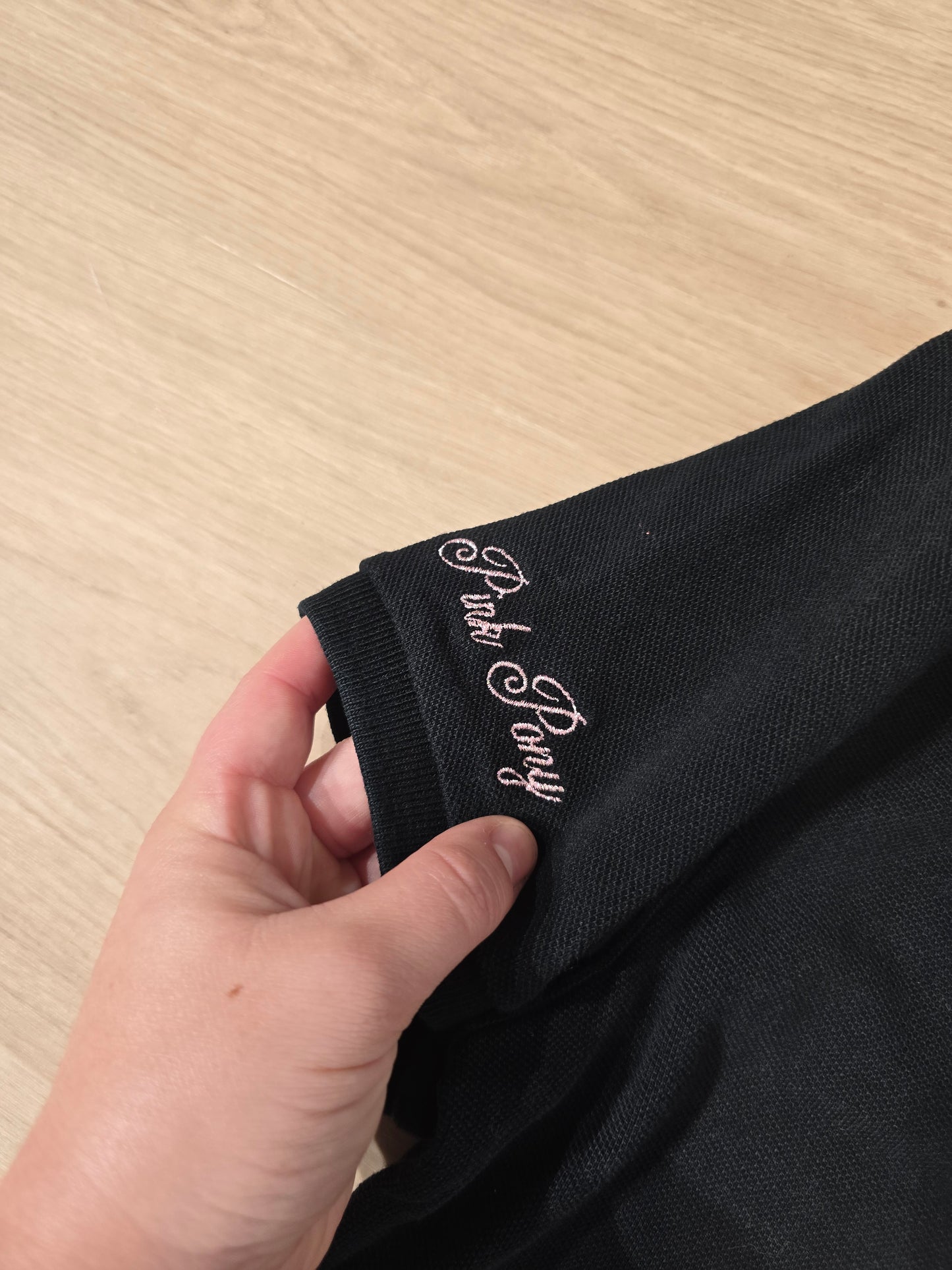 Polo skinny fit collection Pink Pony en coton noir - S
