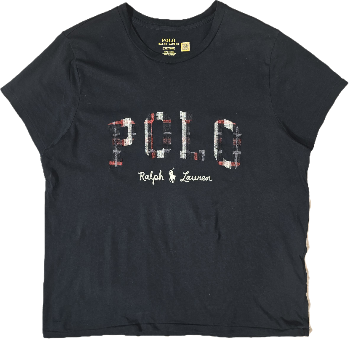 Tee-shirt en coton noir brodé - S