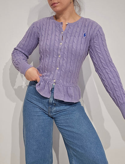 Cardigan en maille torsadée lila - XS