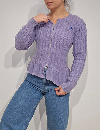 Cardigan en maille torsadée lila - XS